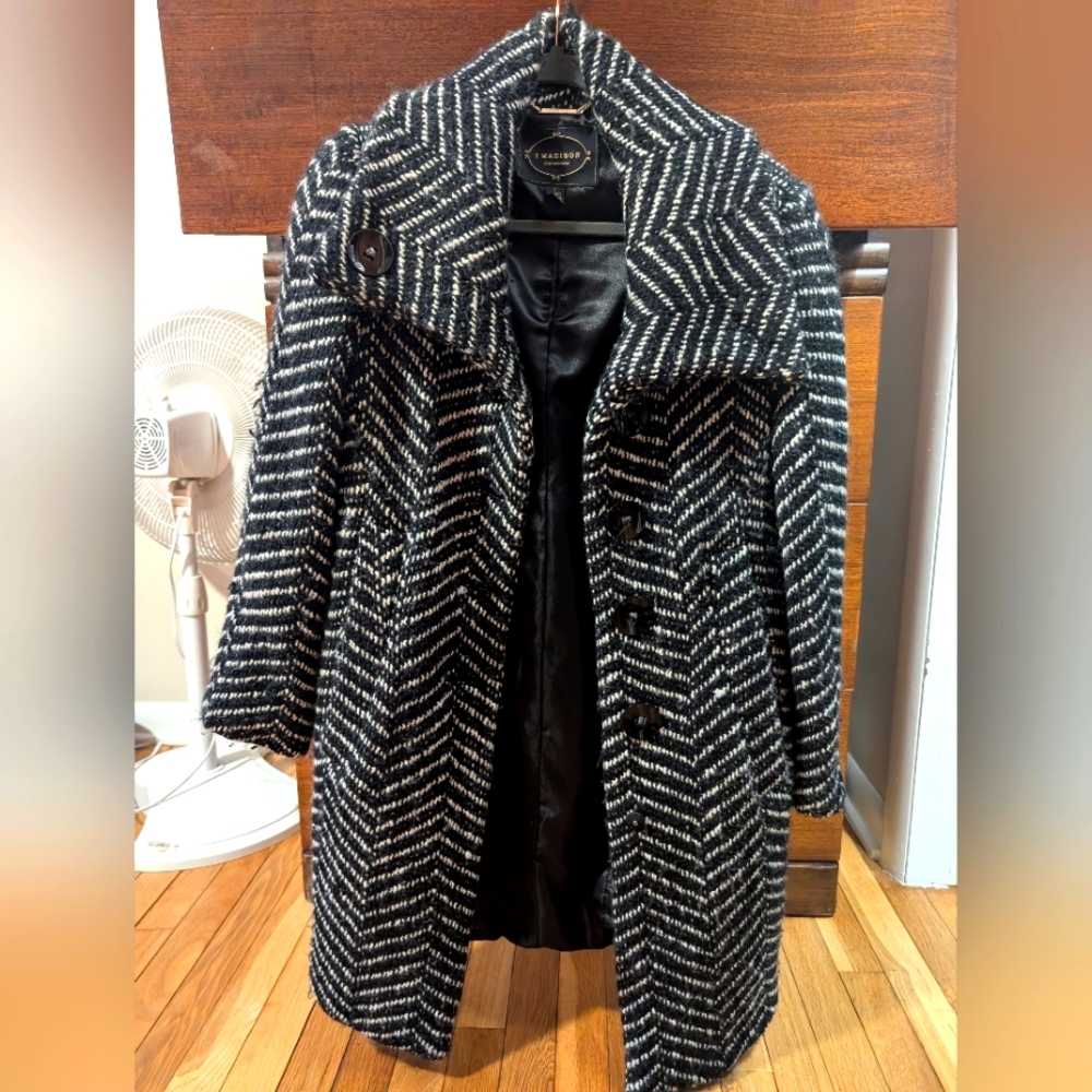Black and White Chevron Coat